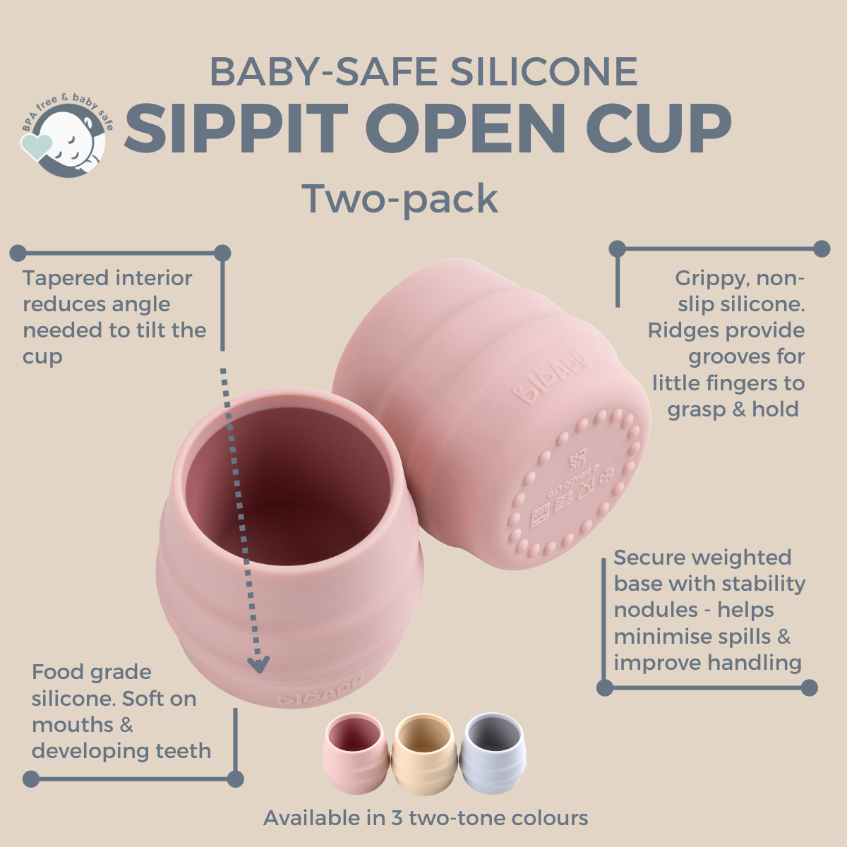 Sippit™ Silicone Open Training Cup Two-pack