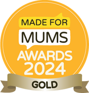 Gold MadeForMums Awards 2024 badge with a golden ribbon.