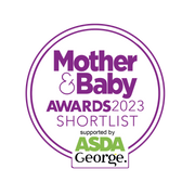 Purple Mother & Baby Awards 2023 Shortlist logo, supported by ASDA George.