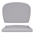 A light gray silicone baby feeding mat shown in two views: a top-down view showing the mat rolled flat with side poppers and a front view at the bottom, showing the poppers closed and sides up, on a plain white background.
