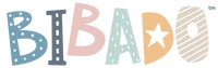 Colourful "BIBADO" logo with playful, patterned letters and a small "tm" symbol.