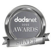 Silver Dadsnet 2022 Awards badge with a metallic sheen and textured border.